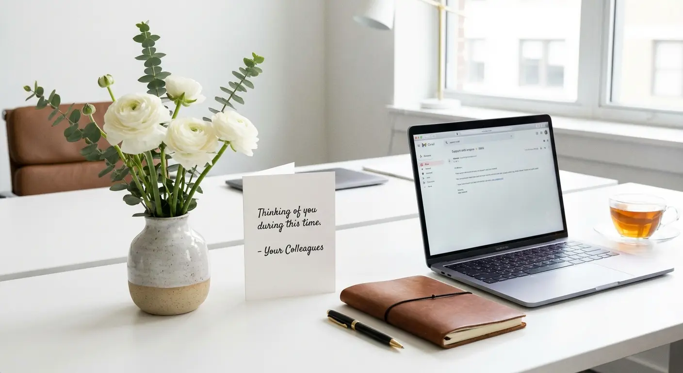 Professional sympathy email example on laptop