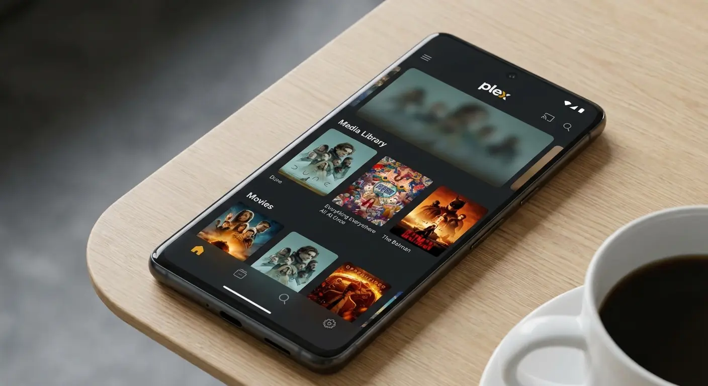 Plex app interface showing media library and streaming options