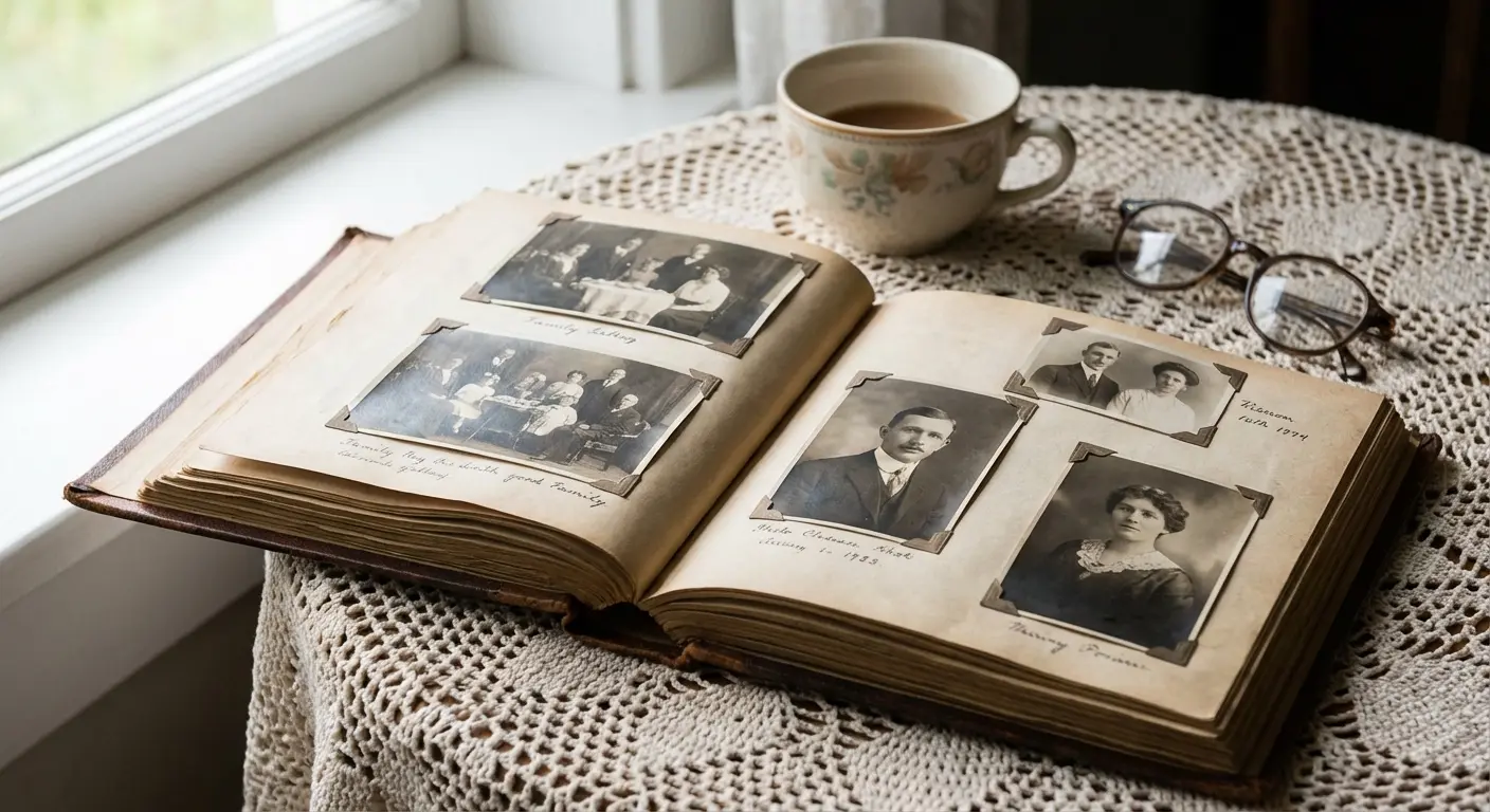 Old photo album representing keeping family secrets and history