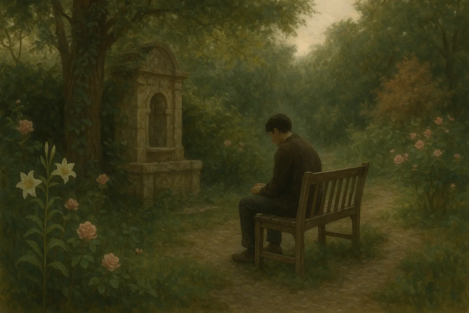 Person writing eulogy with emotional expression