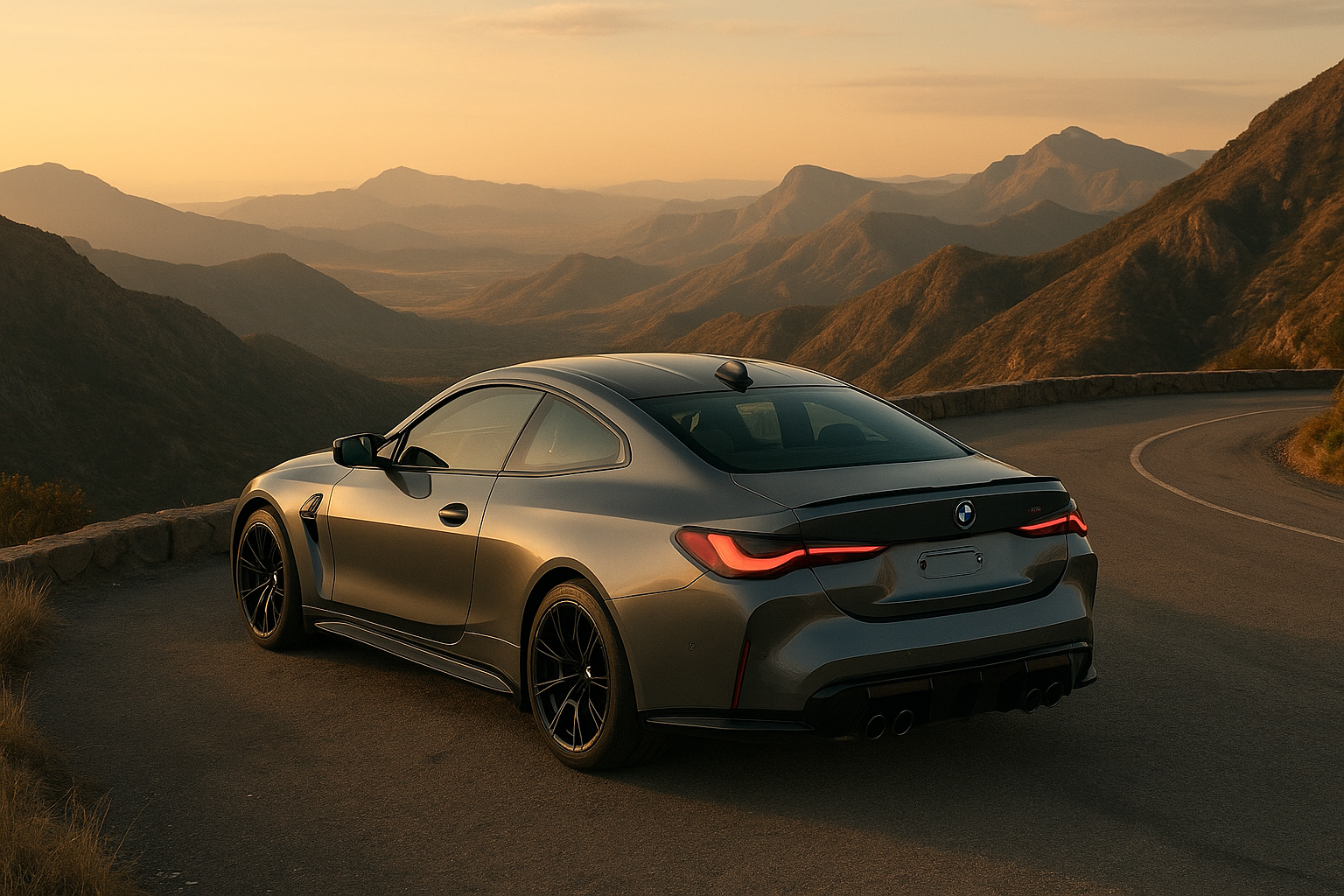 BMW M4 mountain peak overlook scenic photography