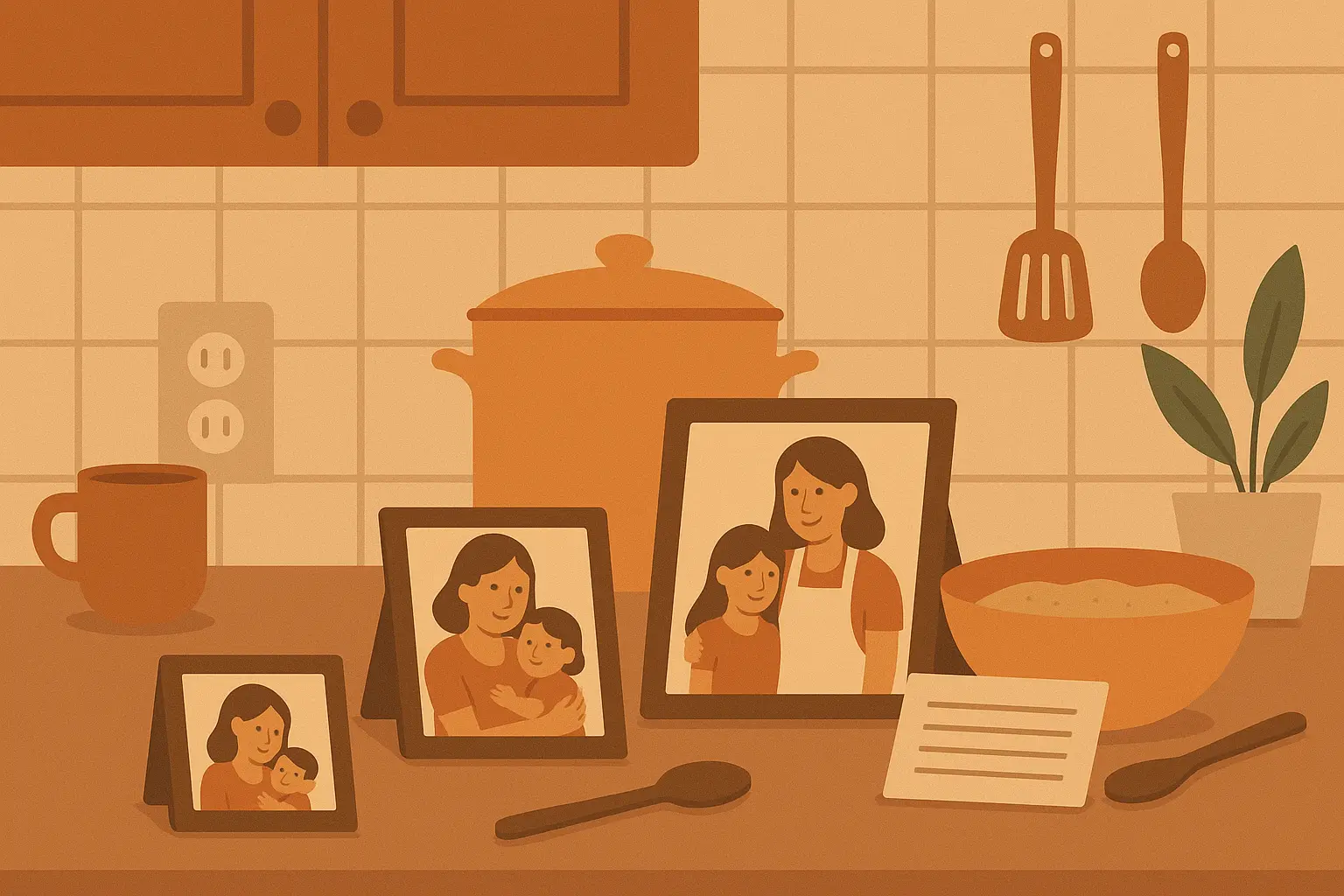 Family photo showing mother with children