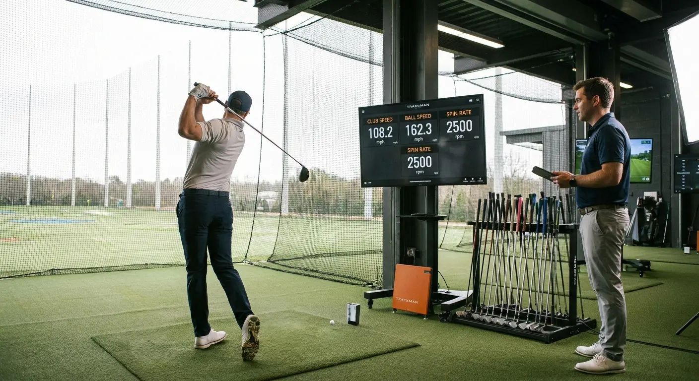 Golf shaft fitting session with launch monitor