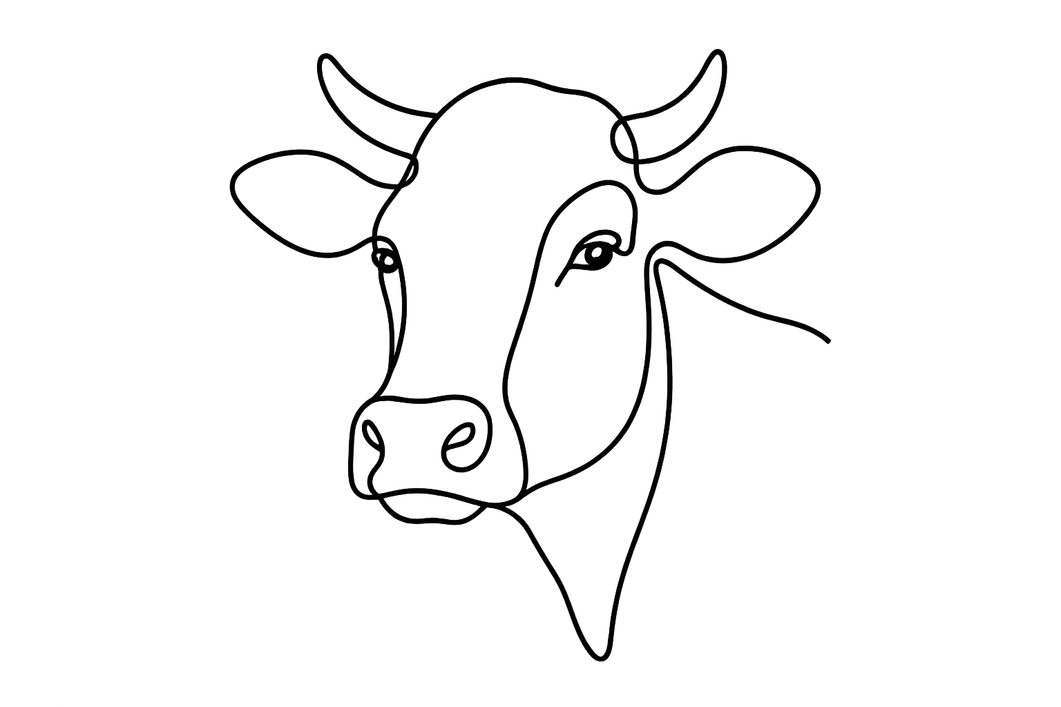 Line art cow portrait wallpaper