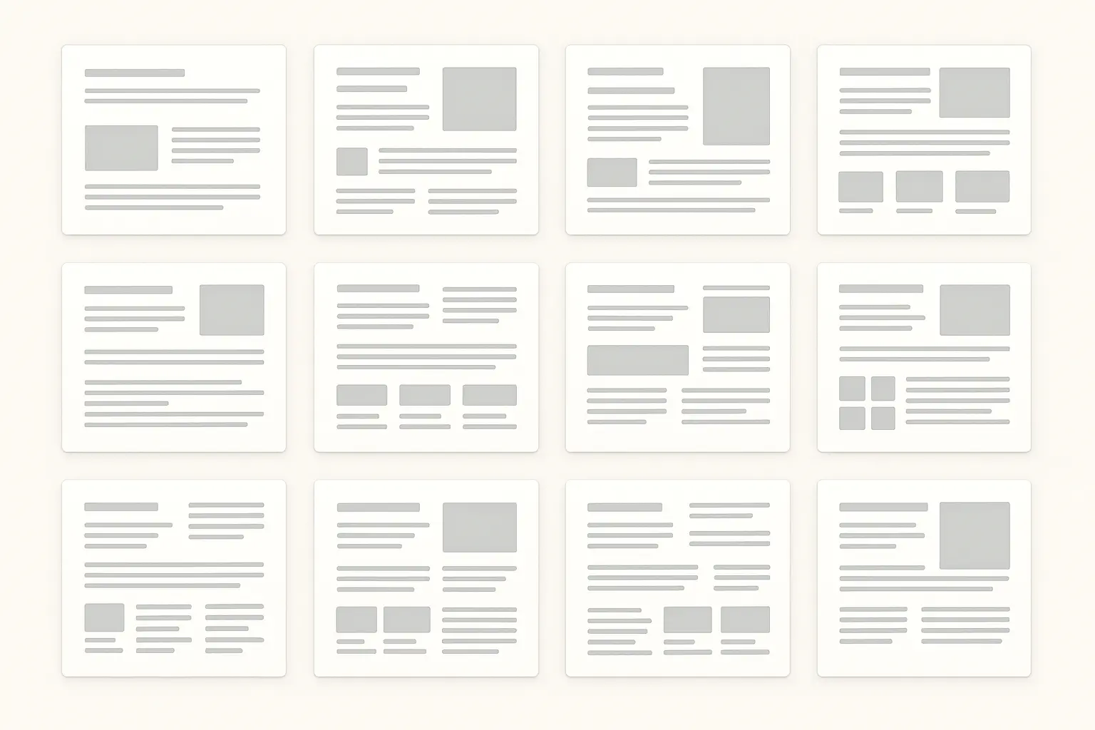 Template selection and comparison interface