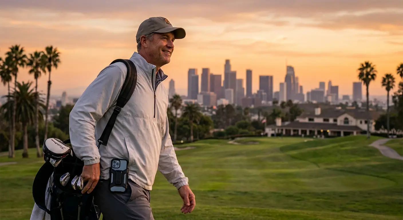 Los Angeles golf course sunset view