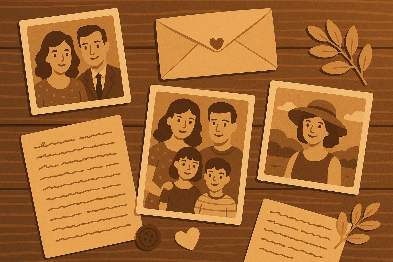 Family gathering around grandmother's photo