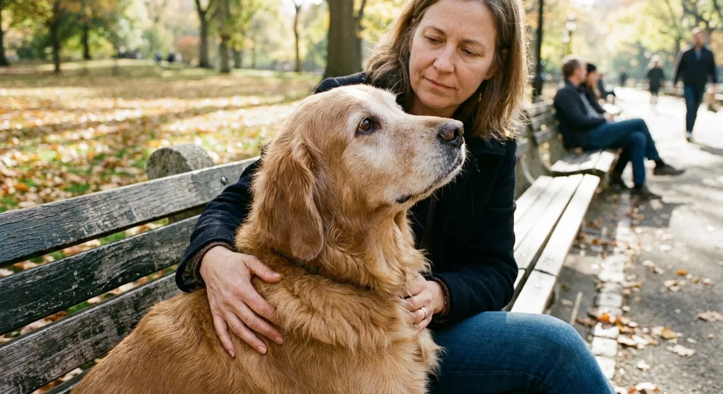 Woman hugging dog