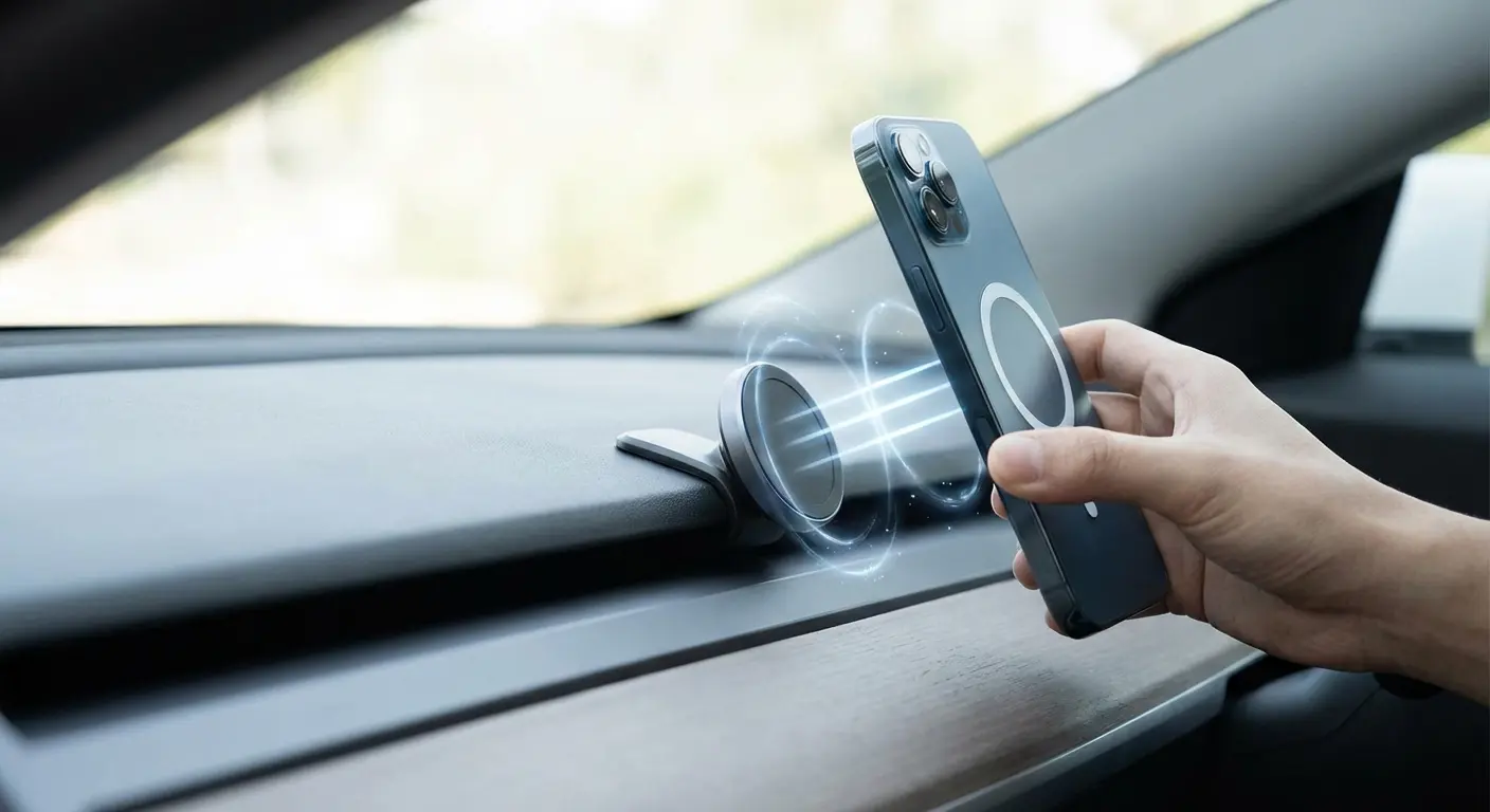 Magnetic phone mounting system demonstration