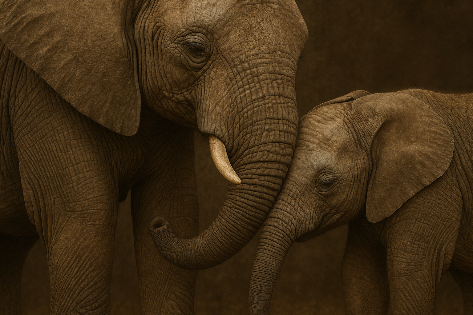 Mother and baby elephant portrait wallpaper