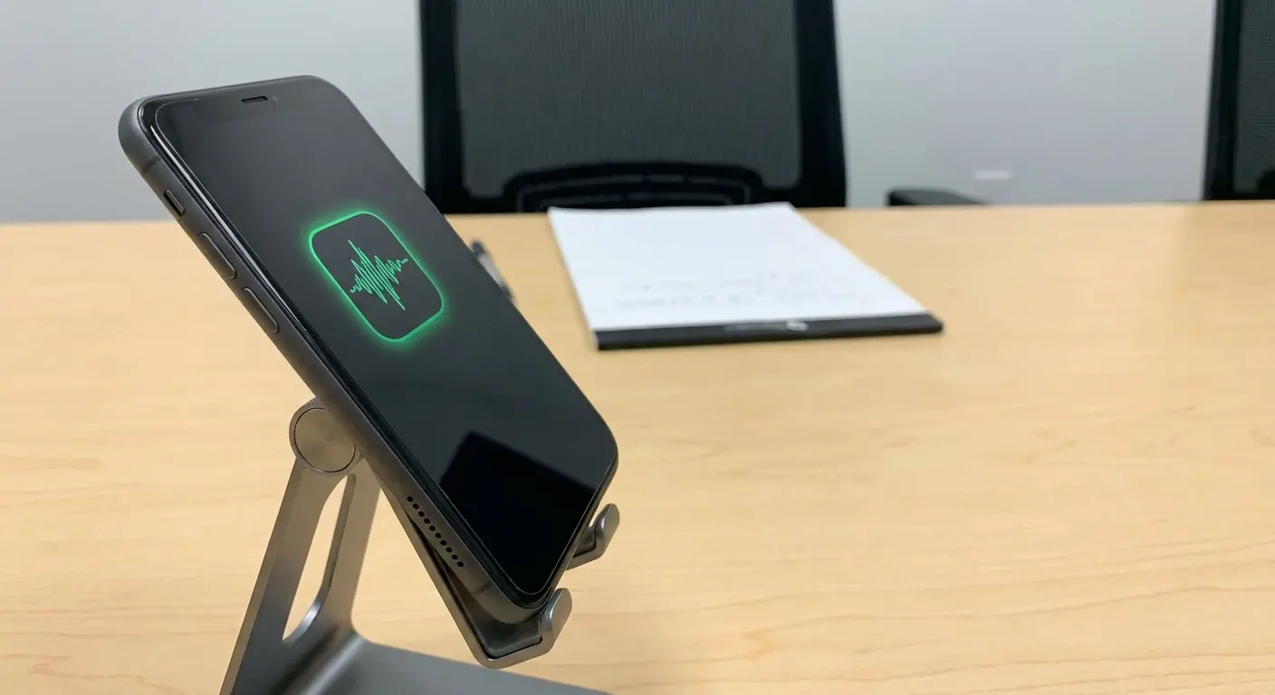 Phone positioned correctly for recording audio