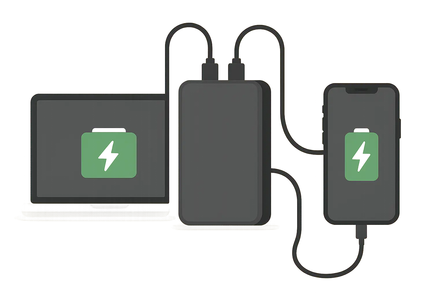 High-capacity power bank charging multiple devices simultaneously