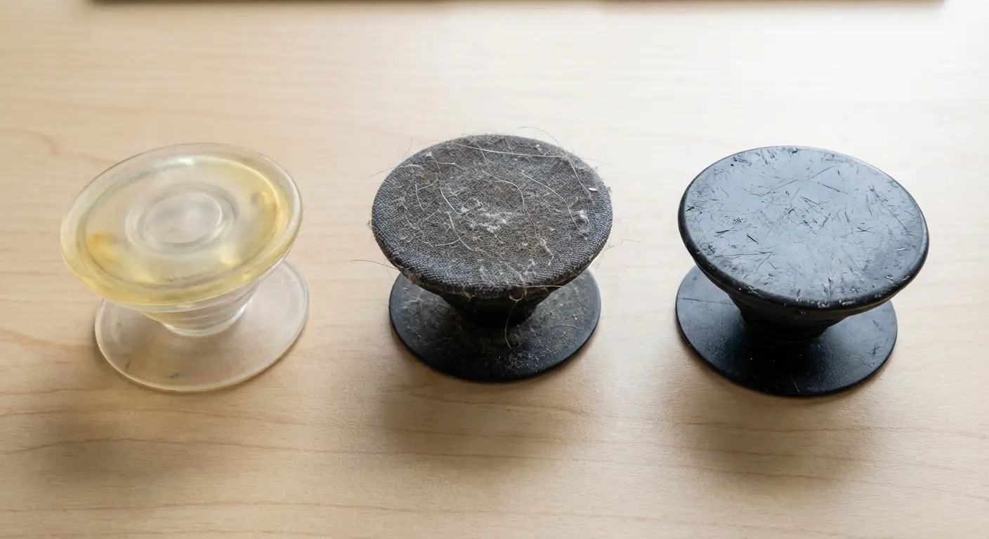 Material degradation in phone grips over time