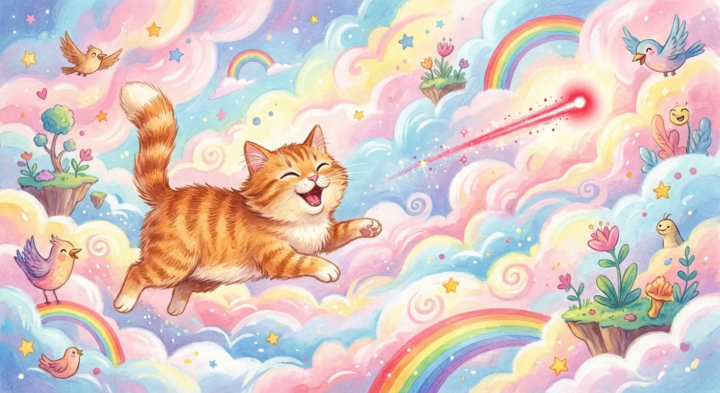 A cat playfully chasing a toy, representing lighthearted and sweet memories