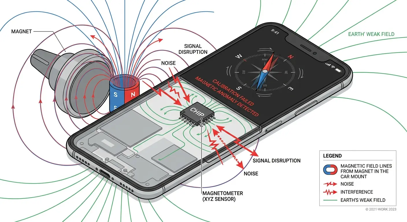 Magnetic mount interfering with phone signal reception
