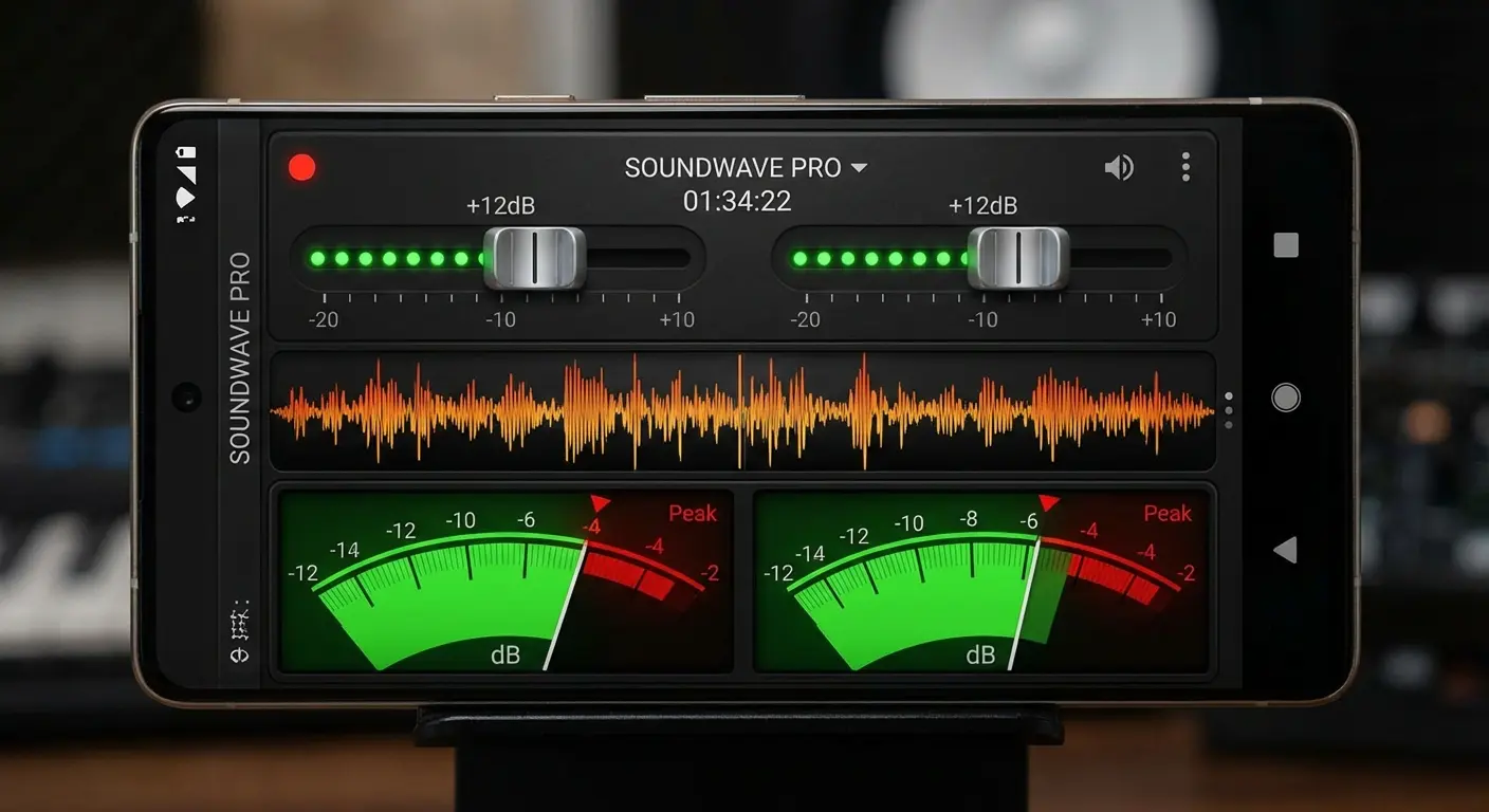 Recording app interface showing gain control