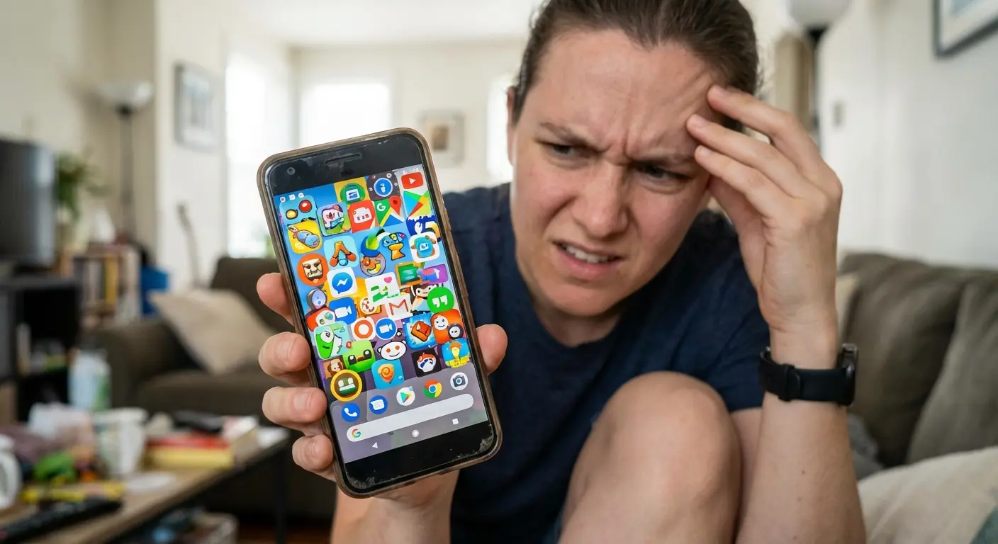 Android phone displaying AI apps on a wooden desk