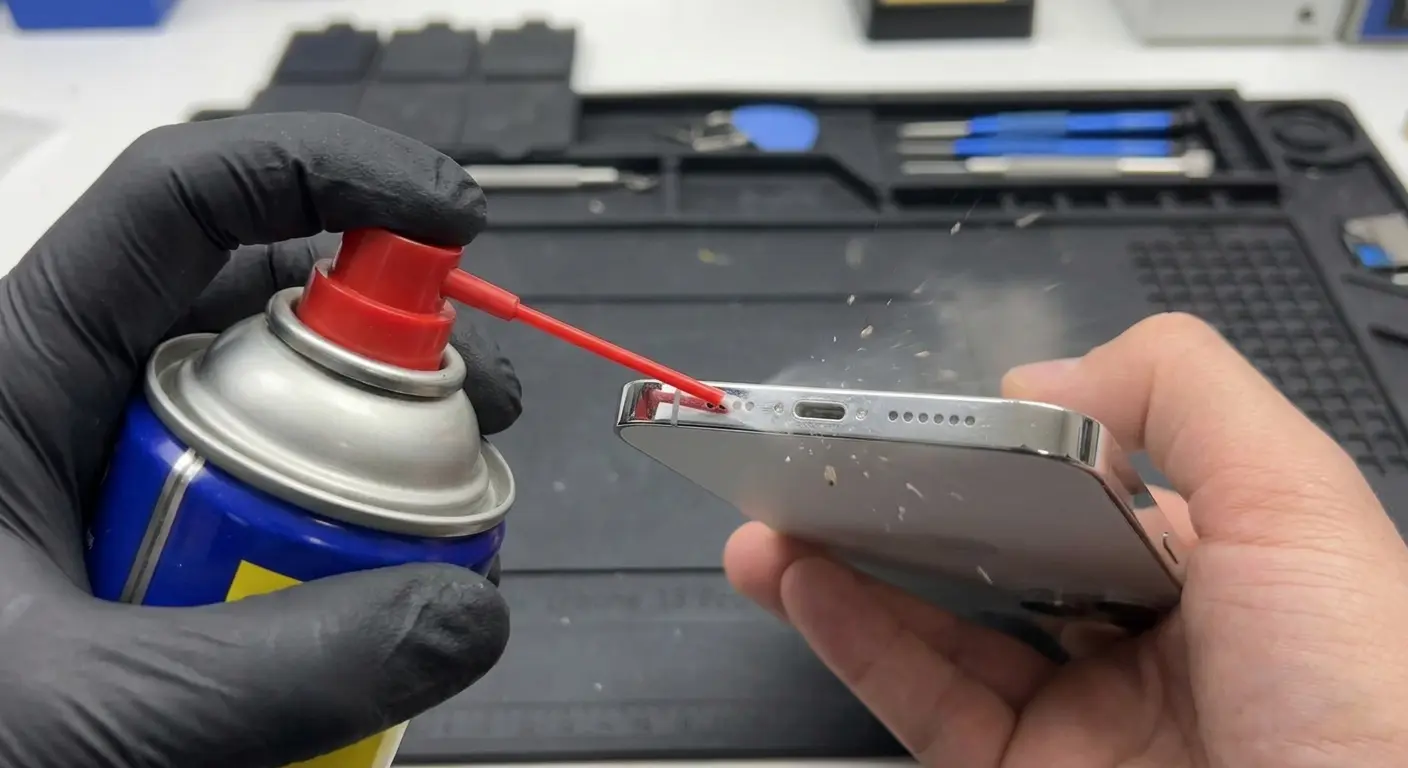 iPhone bottom microphone cleaning technique demonstration