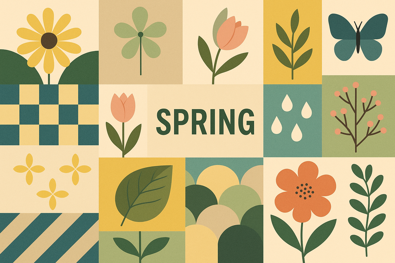 Digital art collage spring design