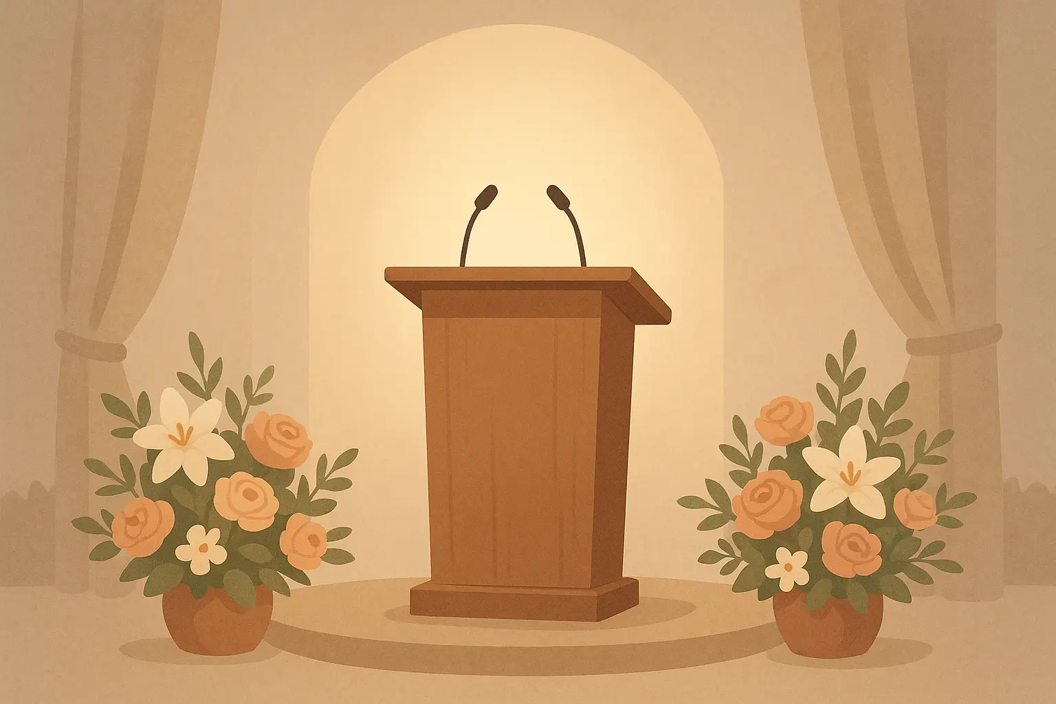 Person speaking at podium during memorial service