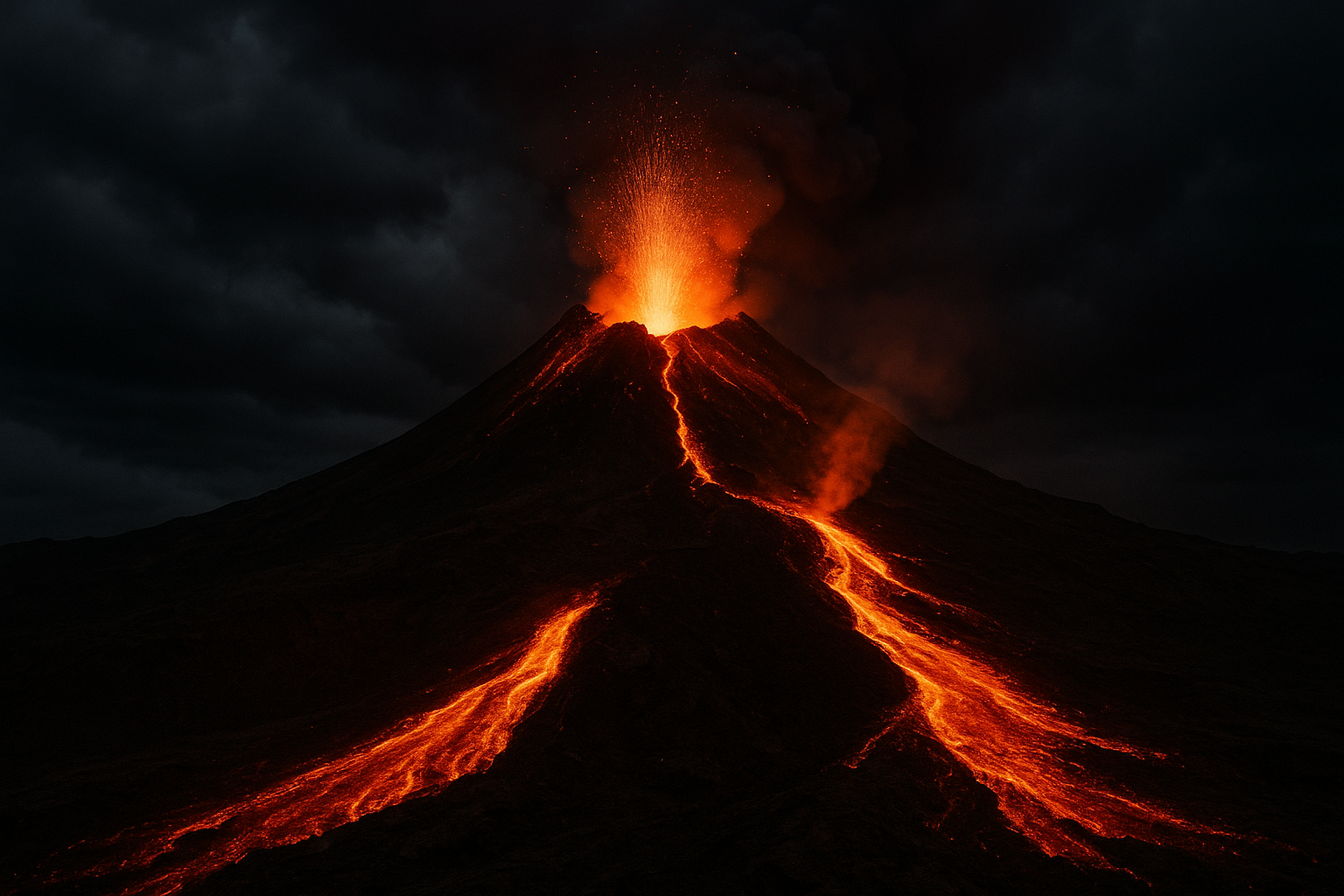 Volcanic landscape with lava flows