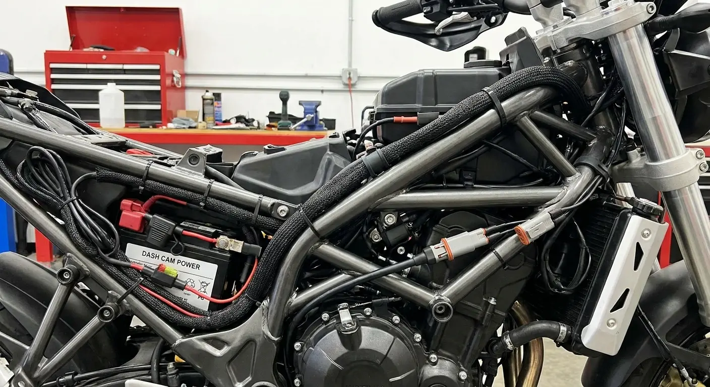 Motorcycle dash cam mounting setup