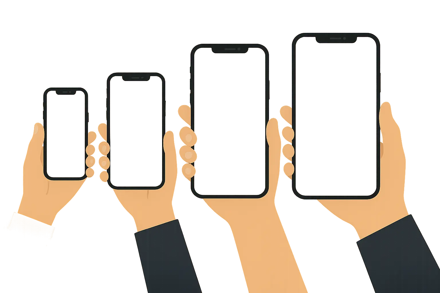 Compact iPhone models showing size comparisons