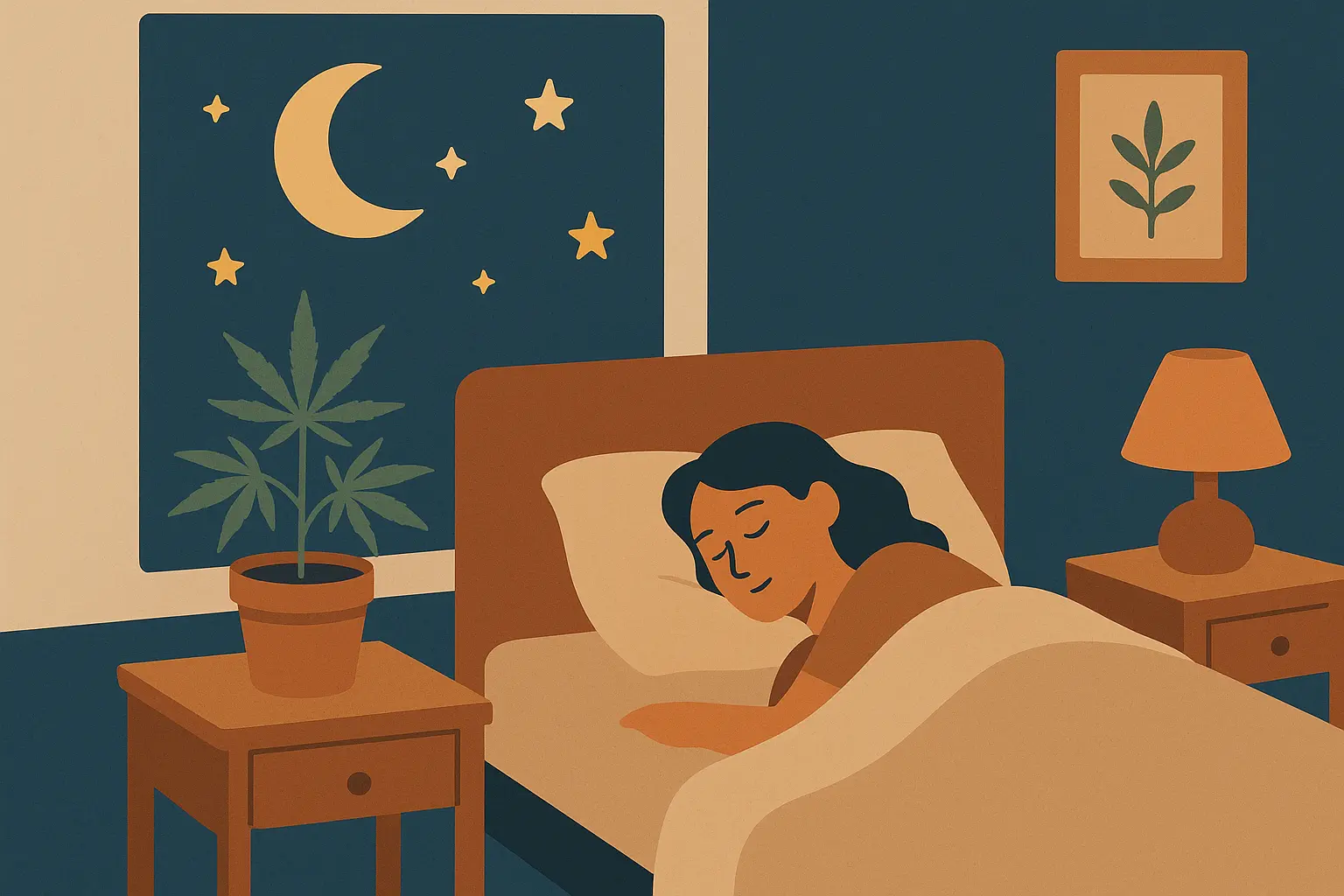 Person sleeping peacefully after using Blueberry Yum Yum strain