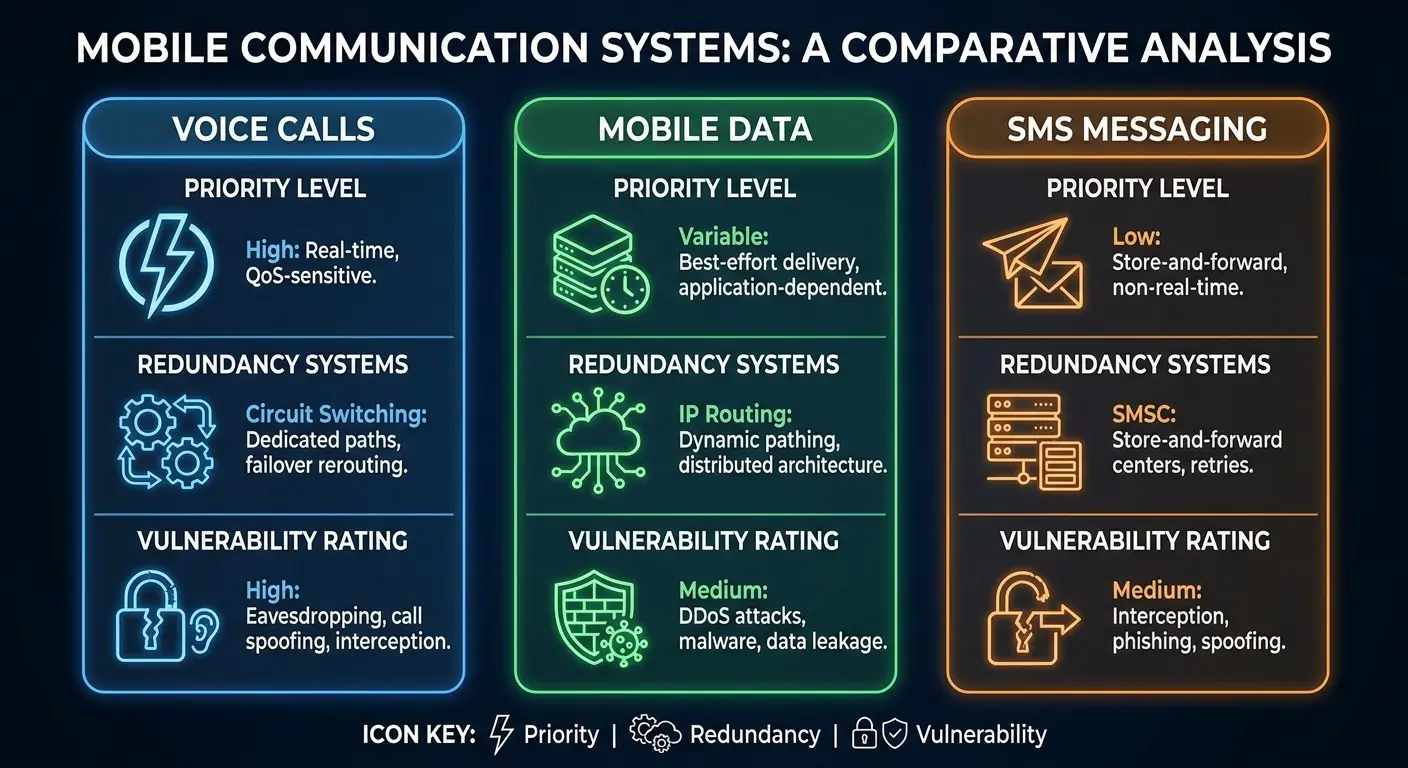 Cellular signal transmission comparison chart
