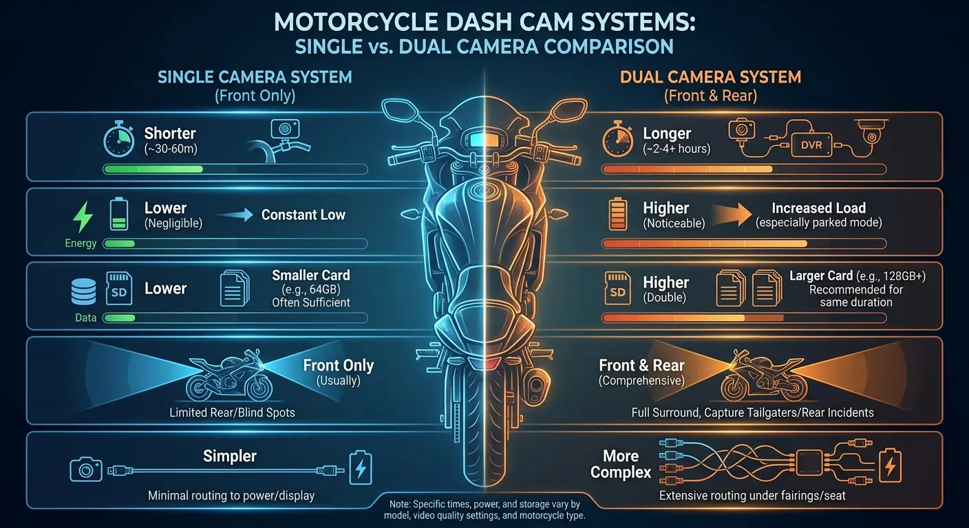 Dual camera motorcycle recording system