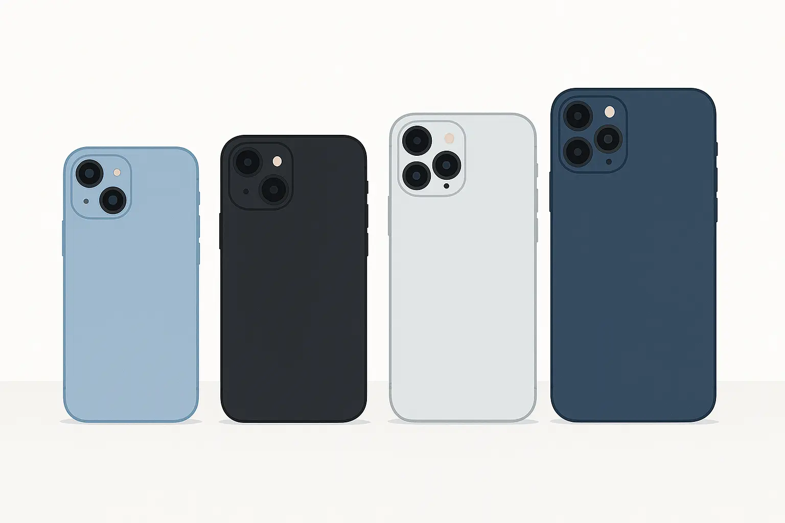 iPhone models comparison showing different sizes and features