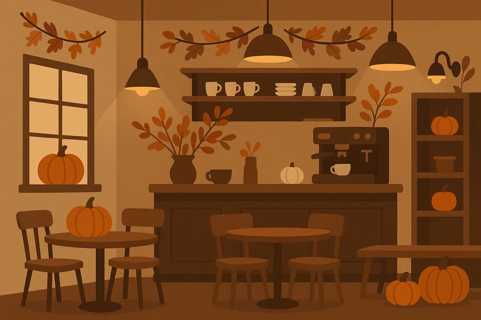 Cute fall phone wallpaper with cozy autumn elements