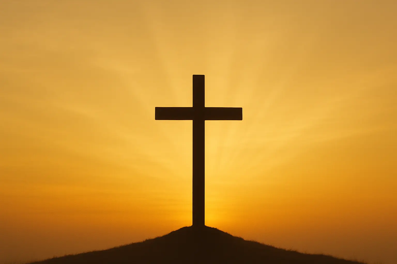  Religious Easter wallpaper with cross silhouette at sunrise