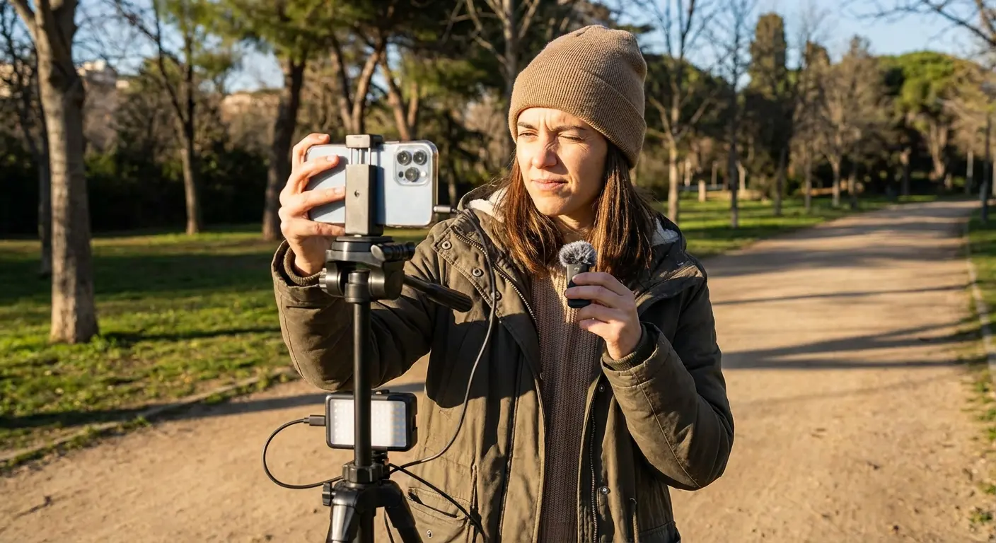 Phone mounted securely with microphone setup