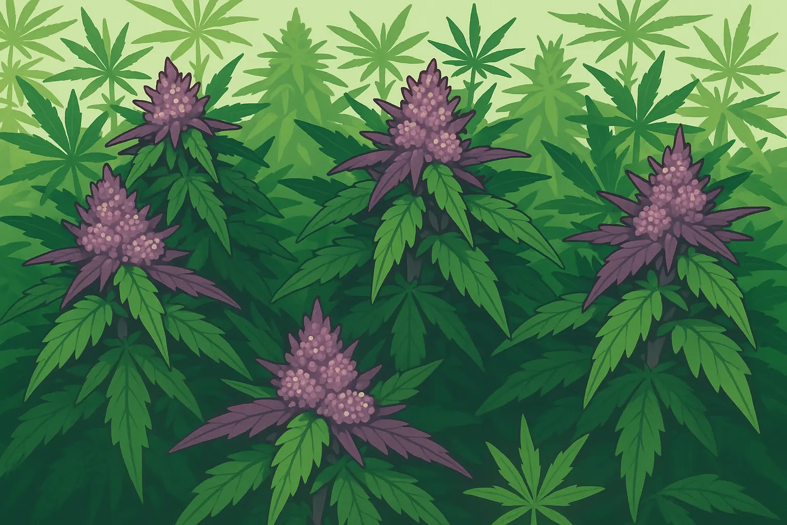 Candyland strain buds showing purple highlights and trichome coverage