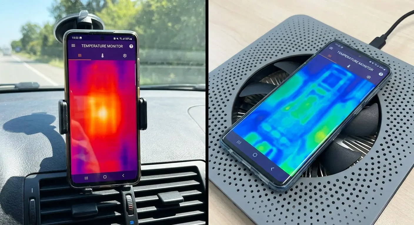 Vertical phone mount heat concentration