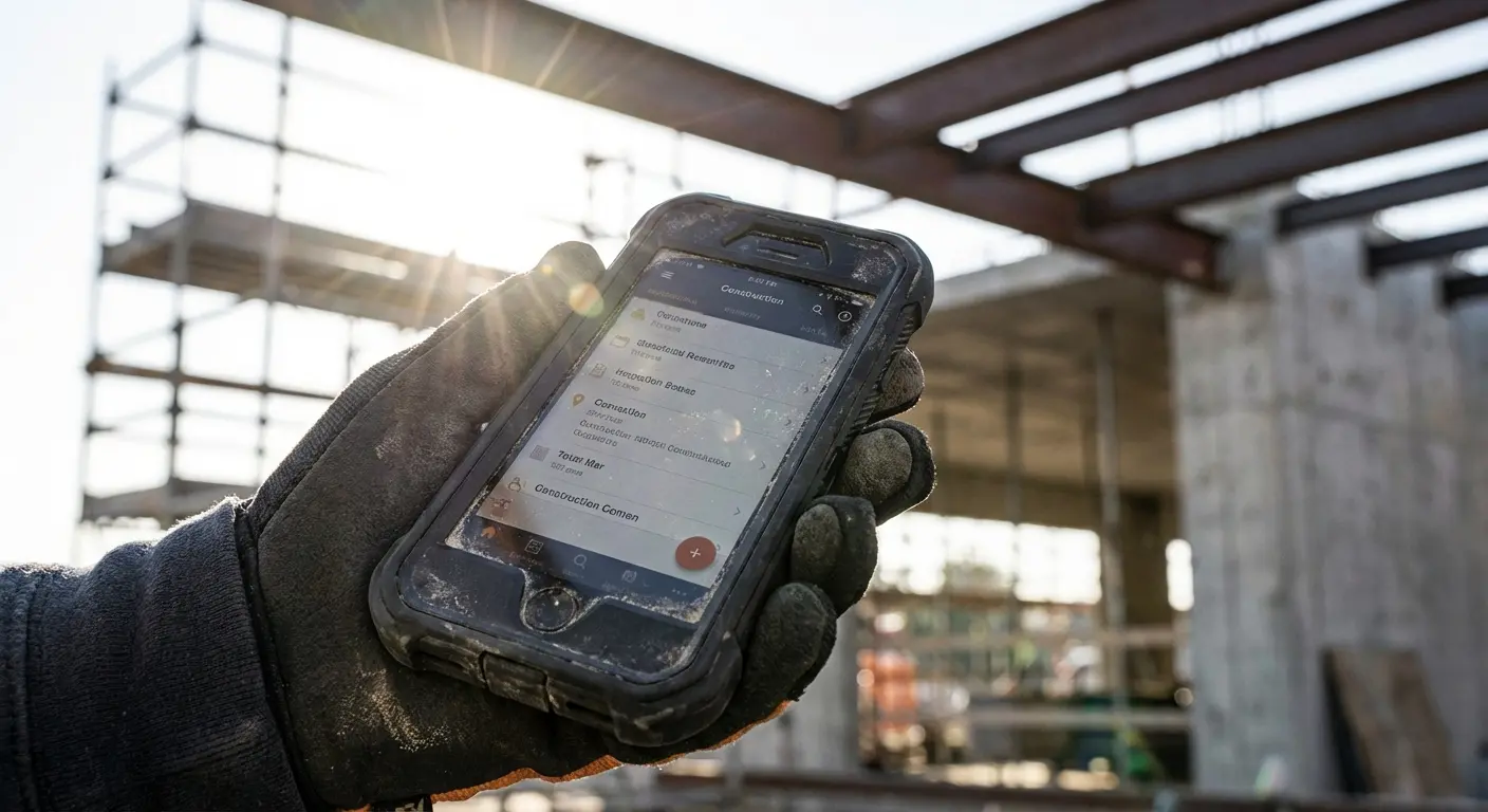 Field service technician using mobile dispatch app