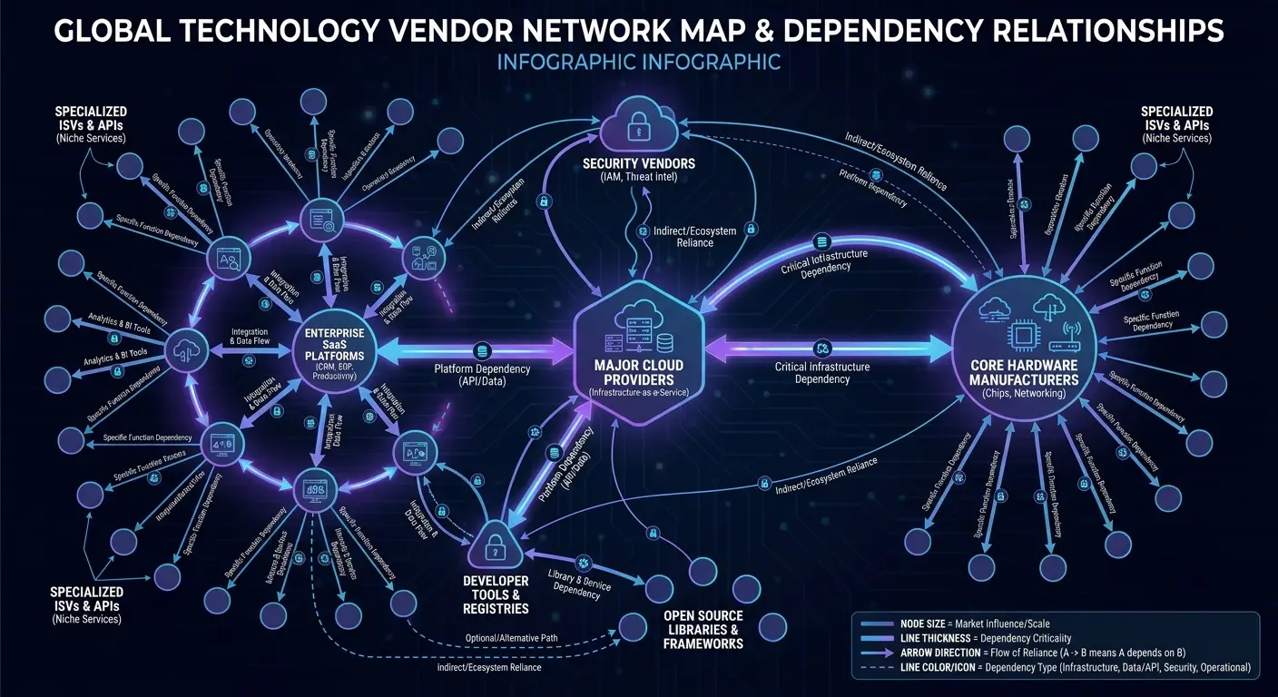 Tech stack vendor dependency mapping