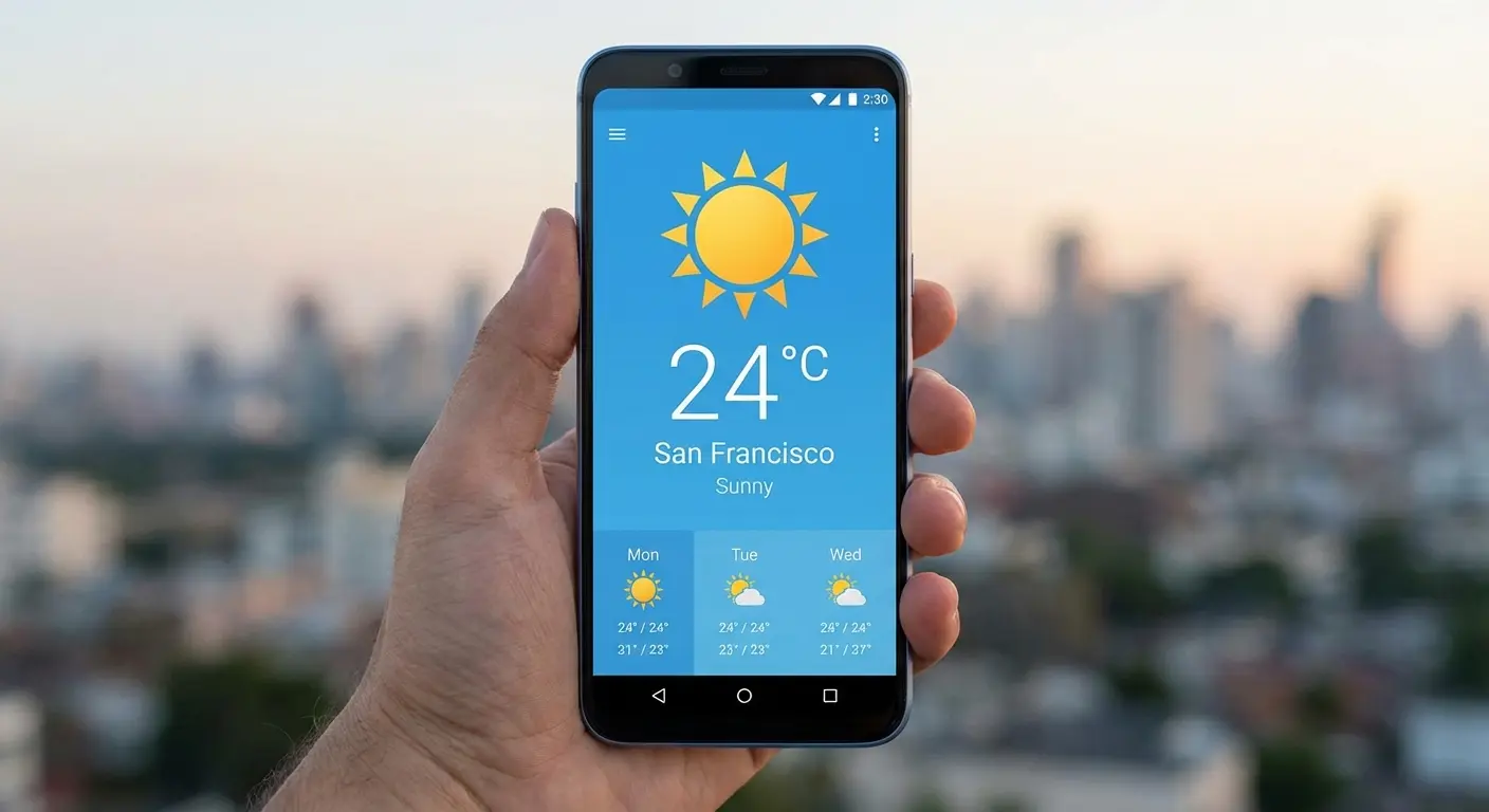 Collection of popular generalist weather app icons on an Android screen