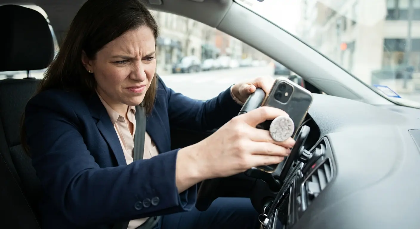 Phone grip blocking car mount compatibility