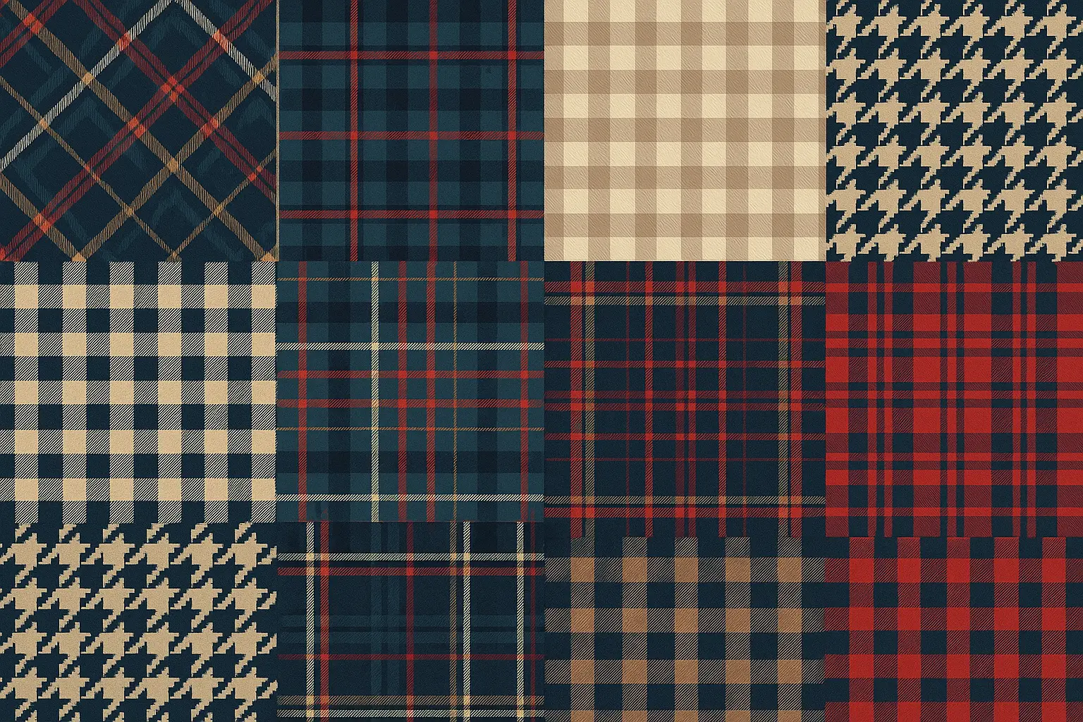 Classic preppy plaid and pattern wallpaper designs