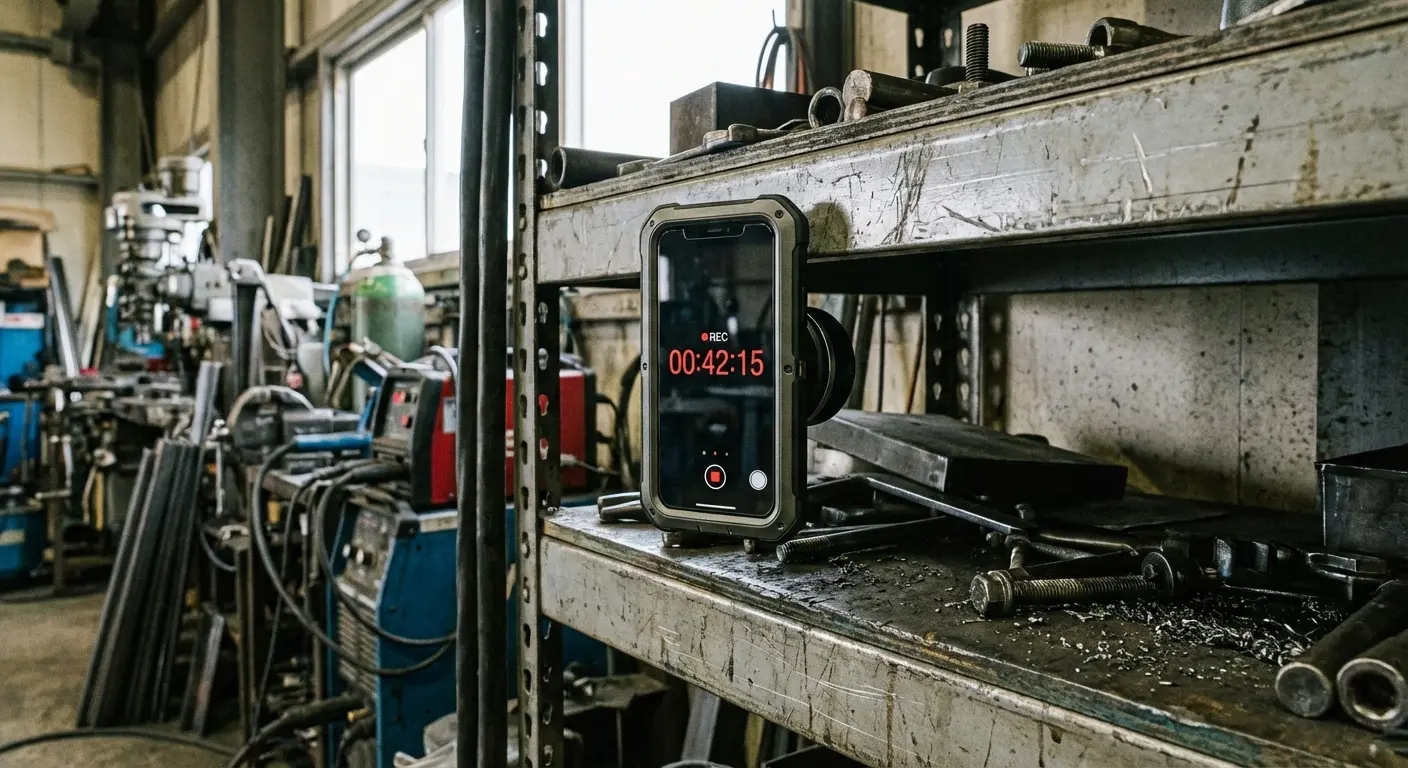 Rokform magnetic phone case attached to a metal surface