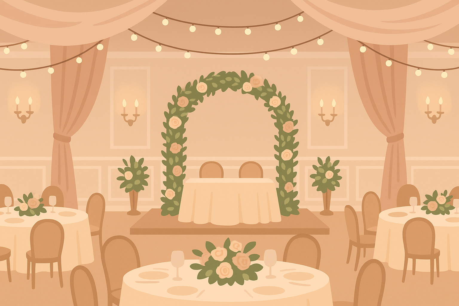 Happy wedding party after successful speeches