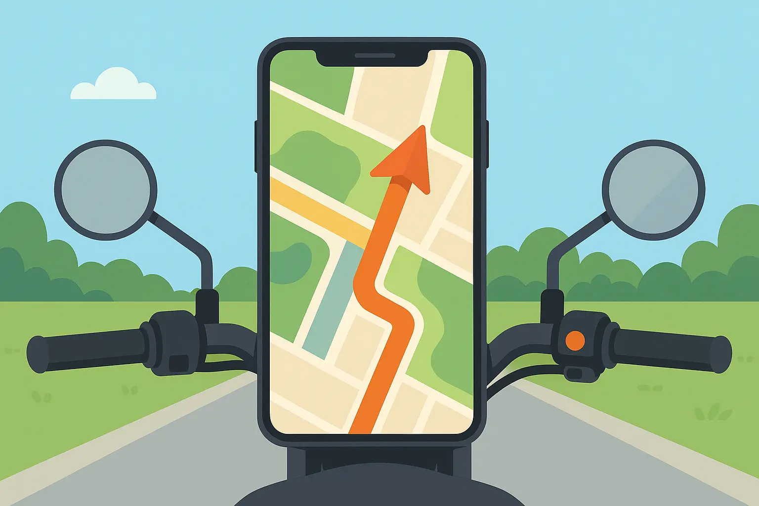Motorcycle-mounted iPhone with GPS