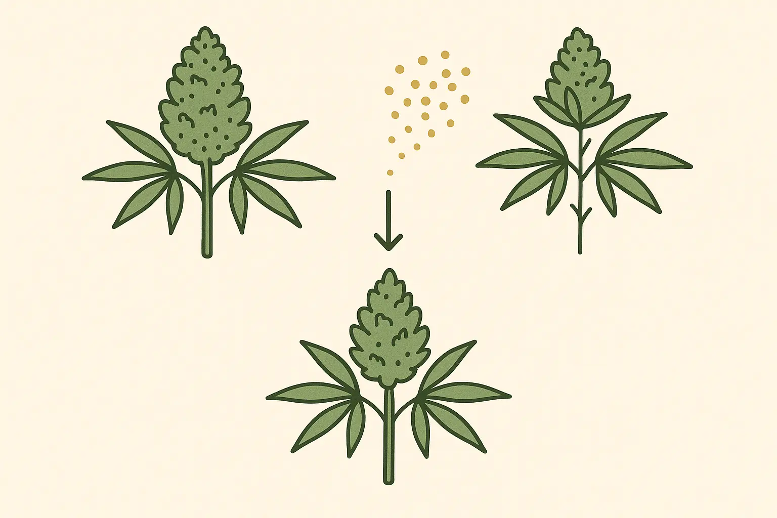 Cannabis breeding process showing parent strains