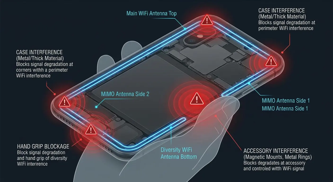 Phone WiFi connection hardware components diagram