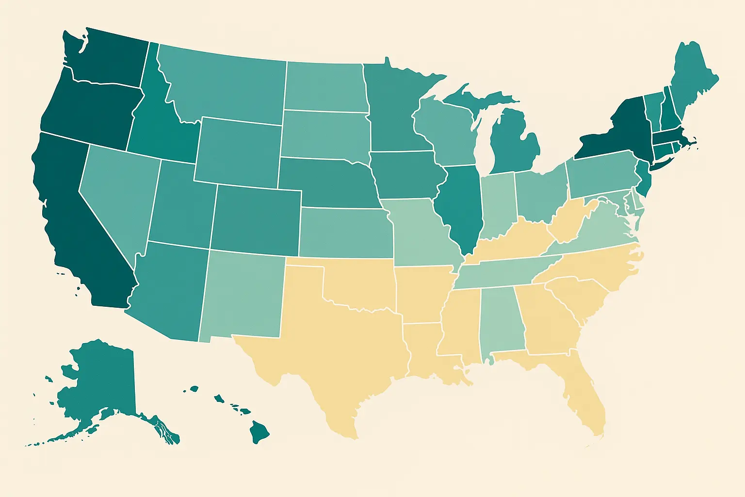 Geographic NP salary map by state