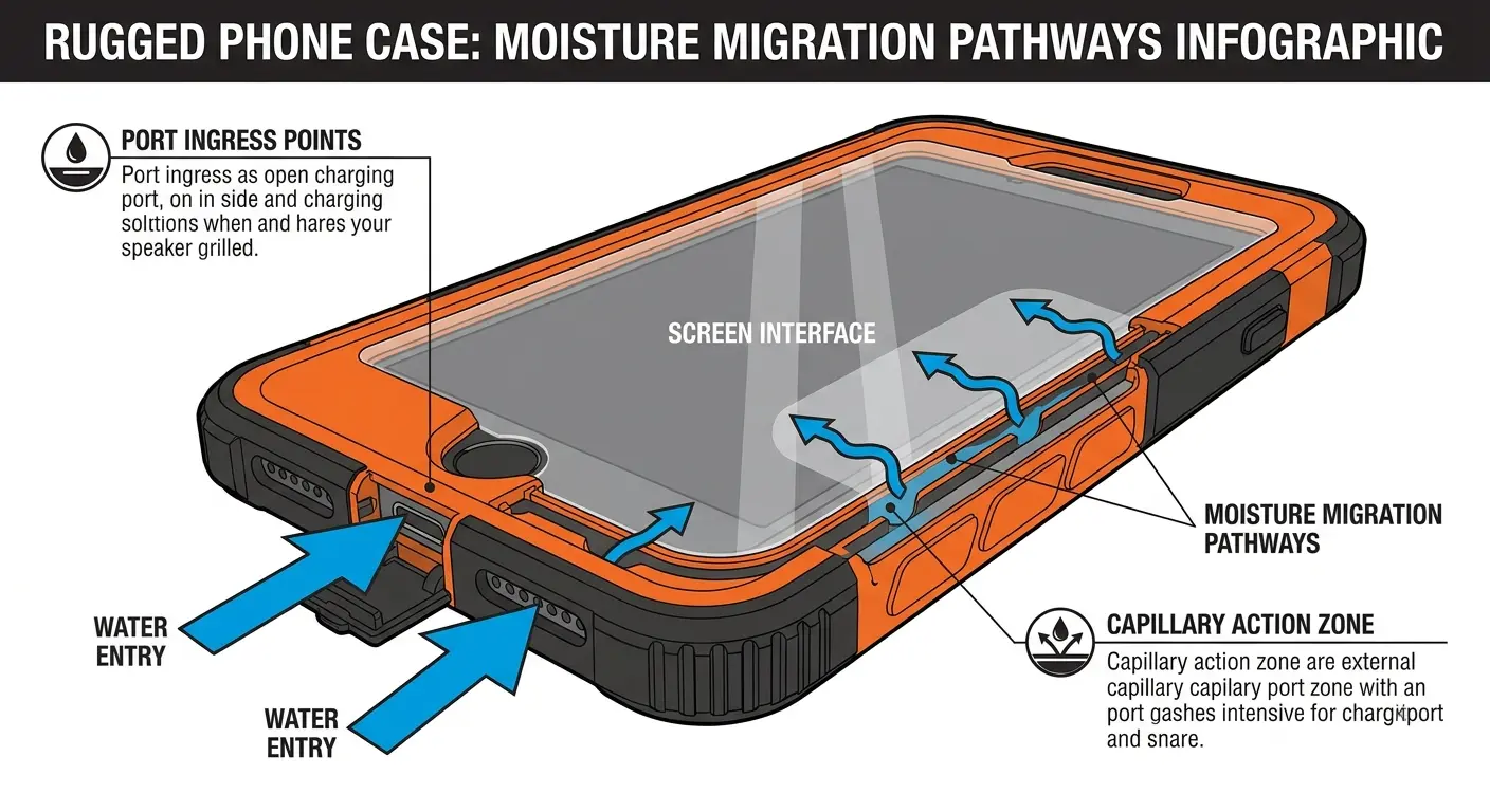 Moisture infiltration between phone case and screen
