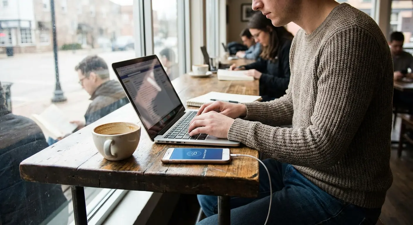 Person deciding between phone hotspot options