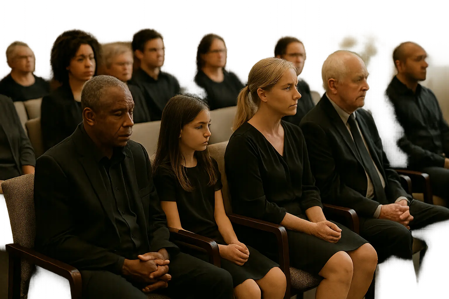 Diverse audience listening at memorial service